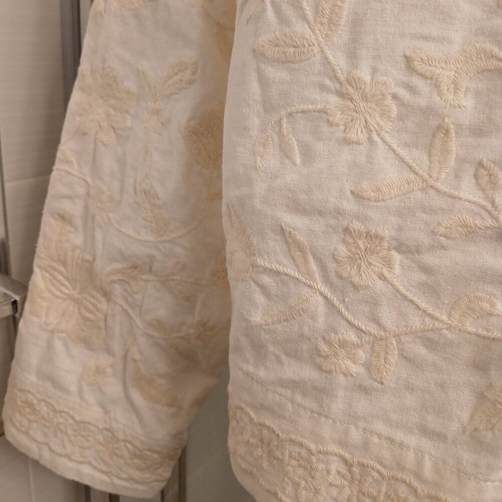 ZARA Embroidered Cream Jacket - Picture 8 of 12
